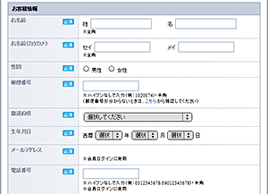 お客様情報入力画面